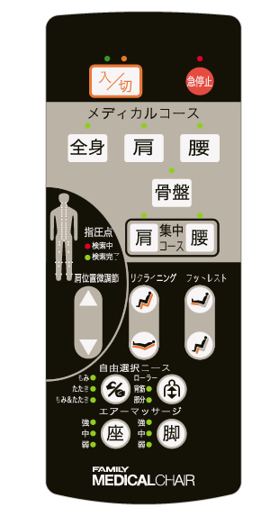 ファミリー メディカルチェア X.1 FMC-702のリモコン